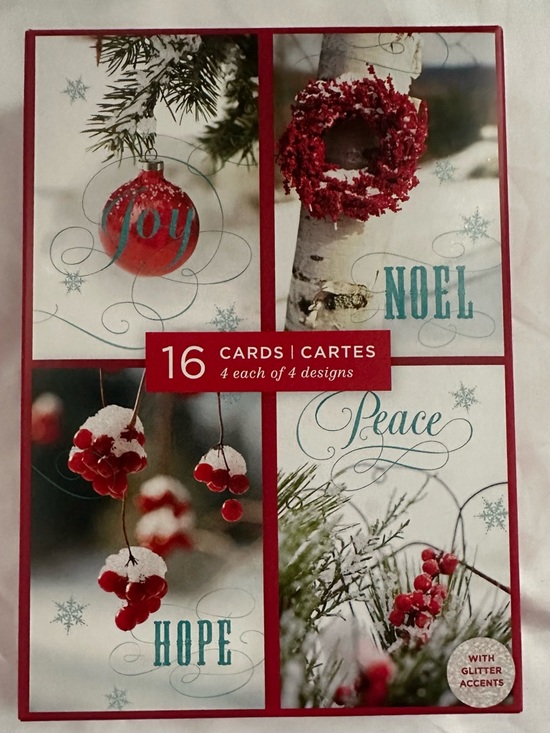 Other - 16 Ct Holiday Cards & Envelopes Set Joy, Noel, Hope, Peace Designs
